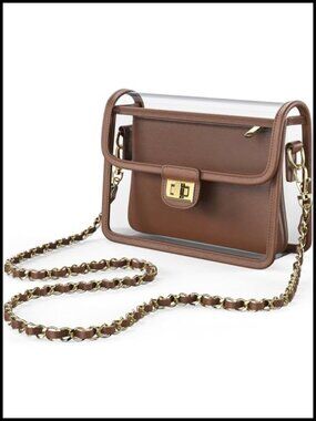 Clear Crossbody Purse Stadium Approved RFID Vegan Leather TPU